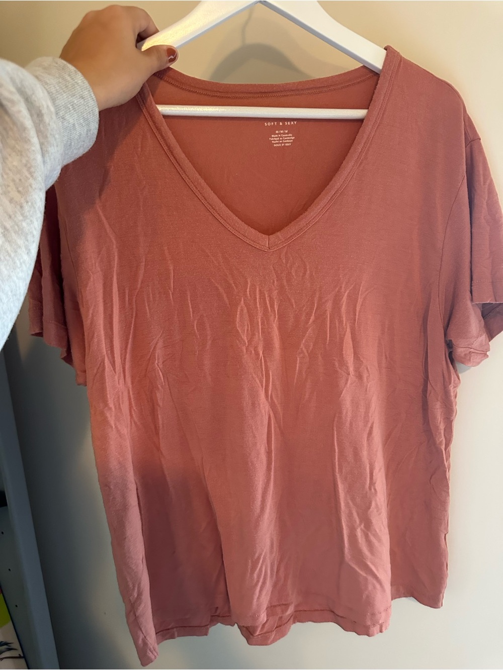 Women's V-Neck Tee - Dusty Rose